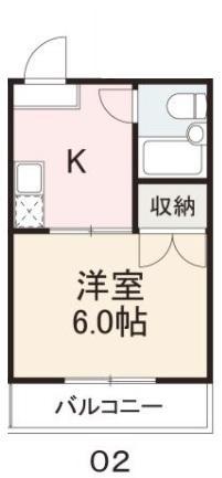 コート福岡II(1K/4階)の間取り写真