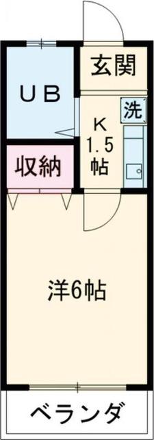 乙津ハイム(1K/2階)の間取り写真