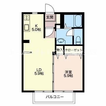 MASTTOWN市田 B(1LDK/2階)の間取り写真