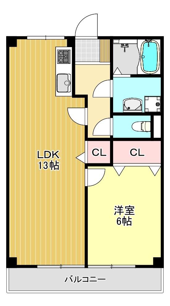 レジデンスサカタ(1LDK/2階)の間取り写真