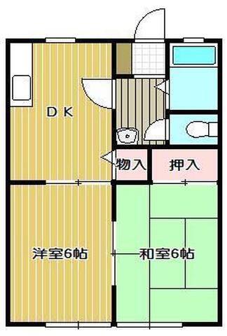 サンライフ中村B棟(2DK/2階)の間取り写真