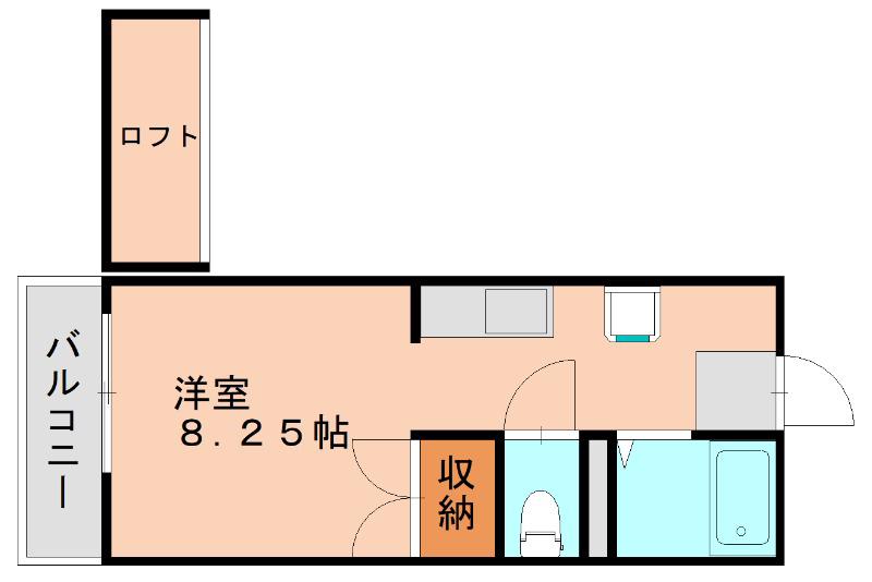 ルートピア篠栗(ワンルーム/2階)の間取り写真