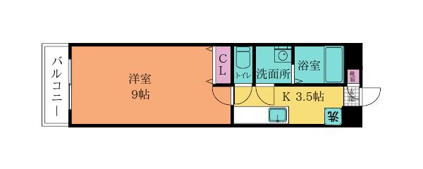 HAMIEL KOKURA(1K/10階)の間取り写真