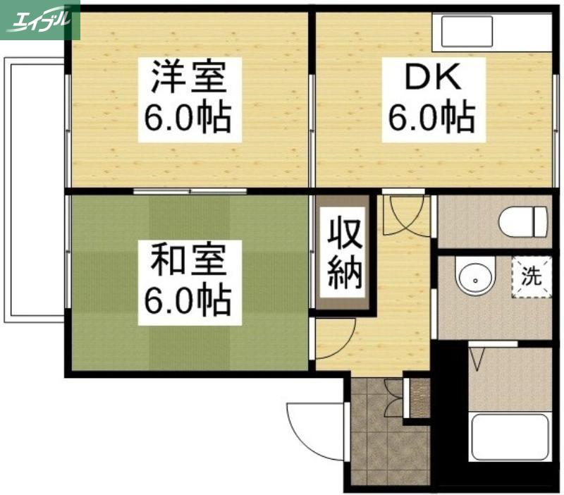 ステイタス91 II棟(2DK/2階)の間取り写真