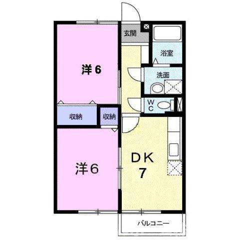 エステートKAKEDAA(2DK/2階)の間取り写真
