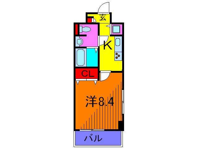 レインボーヒルズ(1K/4階)の間取り写真