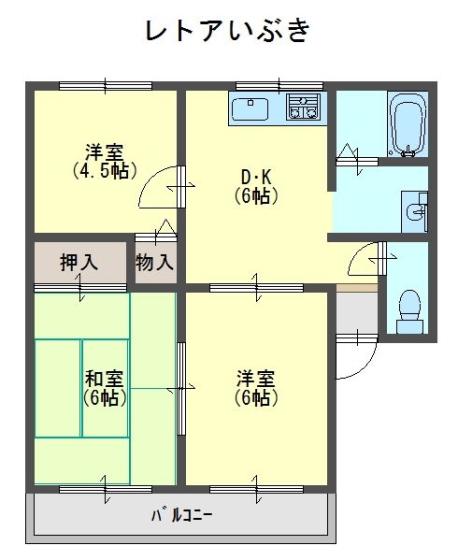 レトアいぶき(3DK/2階)の間取り写真
