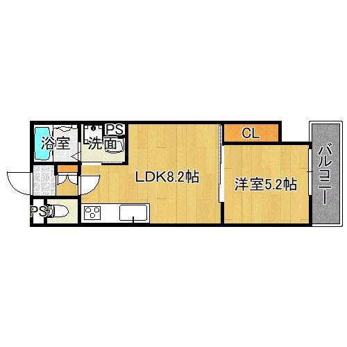 ラモーナ諸福2(1LDK/2階)の間取り写真