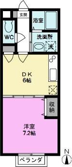 フィオーレ壱番館(1DK/1階)の間取り写真