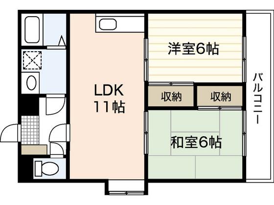 ヴィラウエスギ(2LDK/3階)の間取り写真