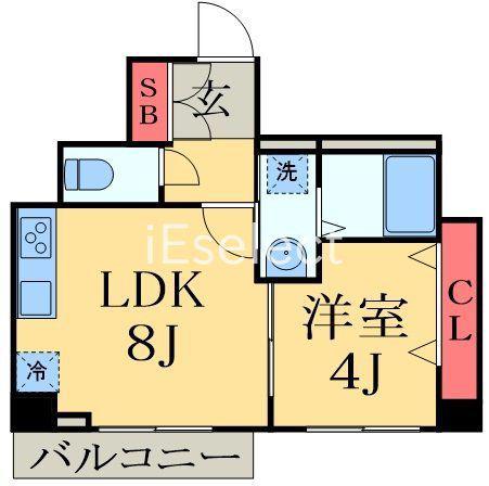 MADER ZERO(1LDK/8階)の間取り写真
