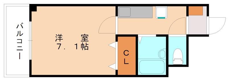 クィーンズ渡辺(1K/2階)の間取り写真
