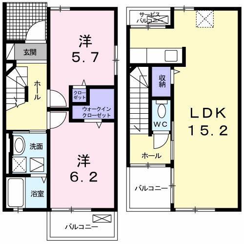 プレジール(2LDK/1階)の間取り写真