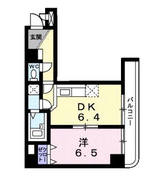 東上町林ビル(1DK/3階)の間取り写真