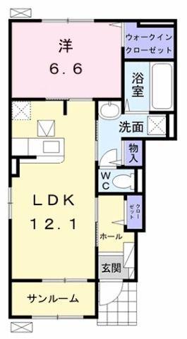 ヴォヤージュ(1LDK/1階)の間取り写真