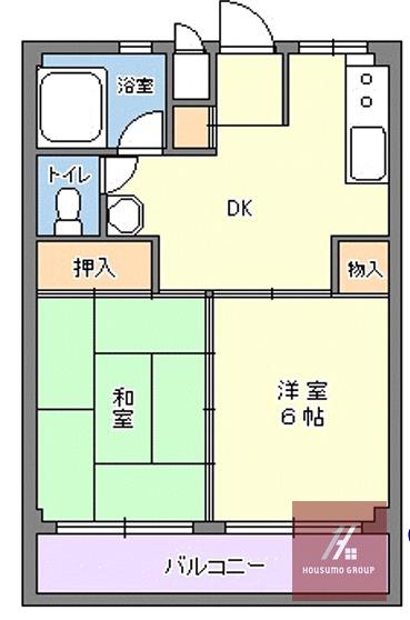 ハマビル(2DK/5階)の間取り写真