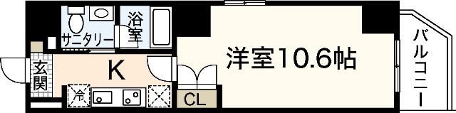 ウイング稲荷町(1K/6階)の間取り写真