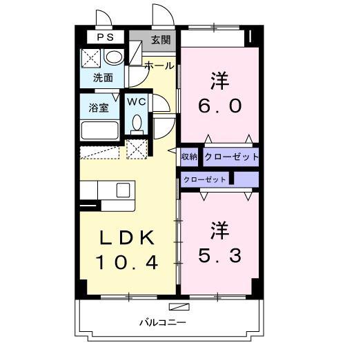 フォレスト大里(2LDK/3階)の間取り写真