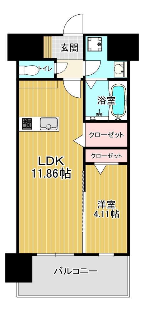 LEGEND筒井(1LDK/2階)の間取り写真