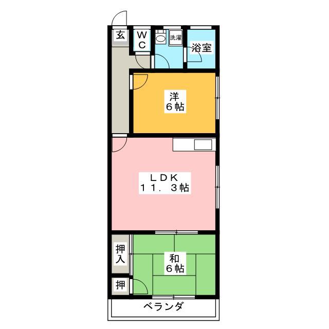 オータム桃山A(2LDK/2階)の間取り写真