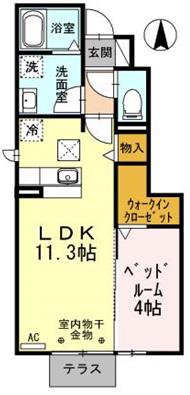 SERENO III(1LDK/1階)の間取り写真