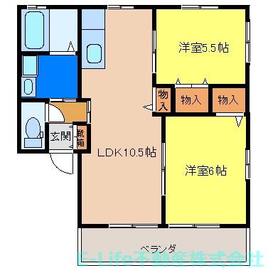 ウィングコートI・II(2LDK/2階)の間取り写真