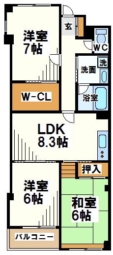 塚本アパートメンツ(3LDK/6階)の間取り写真