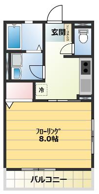 ペルシェ辻堂(1K/2階)の間取り写真