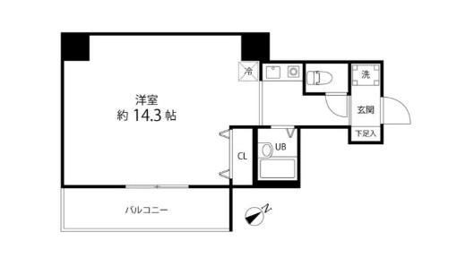 IWASAKI BLDG(ワンルーム/6階)の間取り写真