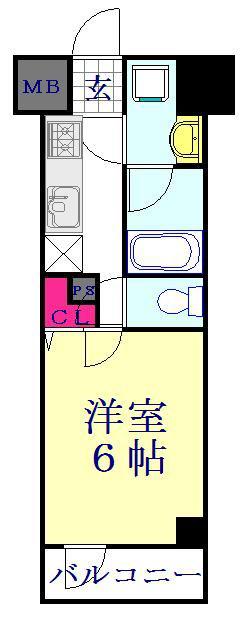 ラフィスタ芝新町(1K/9階)の間取り写真