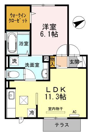 グラン・カネイII(1LDK/2階)の間取り写真