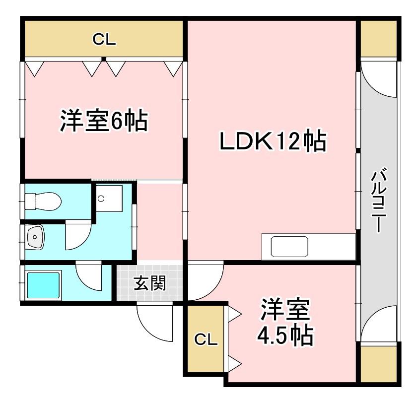 ロイヤルハイツ野洲(2LDK/4階)の間取り写真