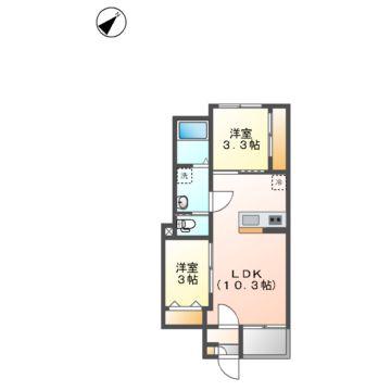 REGALEST鶴舞(2LDK/2階)の間取り写真
