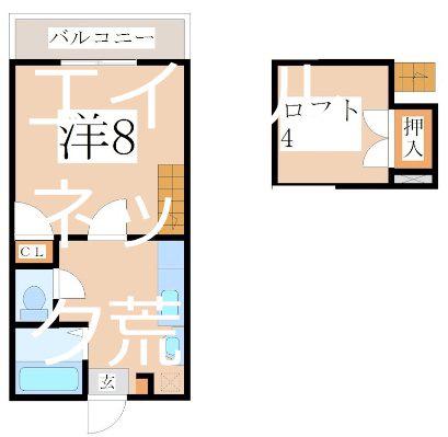 サンライズ大峯(1K/2階)の間取り写真