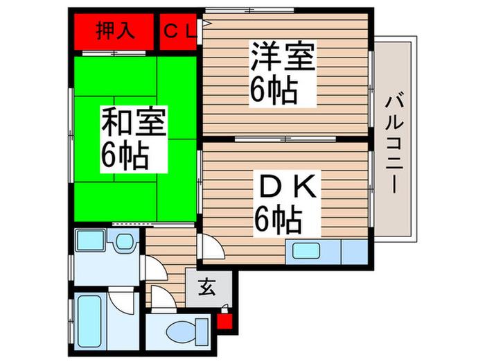 メゾン・ド・ベルソー(2DK/2階)の間取り写真