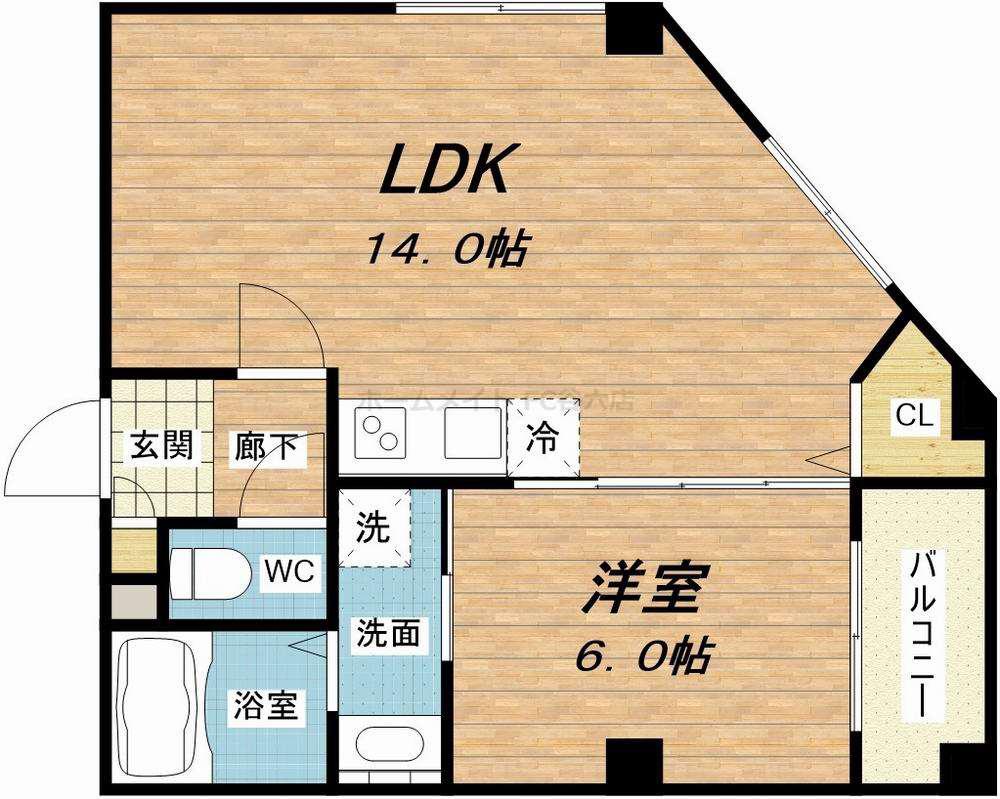 カサ内本町(1LDK/3階)の間取り写真