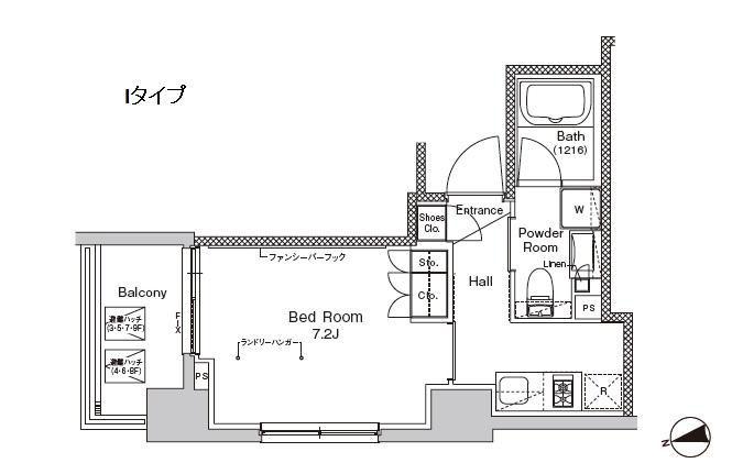 プラウドフラット門前仲町V(1K/7階)の間取り写真