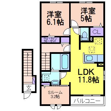BRAND NEW DAY(3LDK/2階)の間取り写真