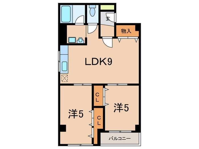 コーポラス森(2LDK/2階)の間取り写真