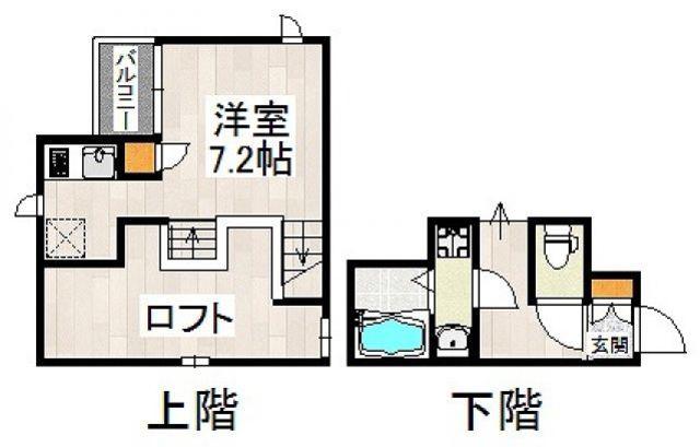 CB箱崎グレイン(1K/2階)の間取り写真