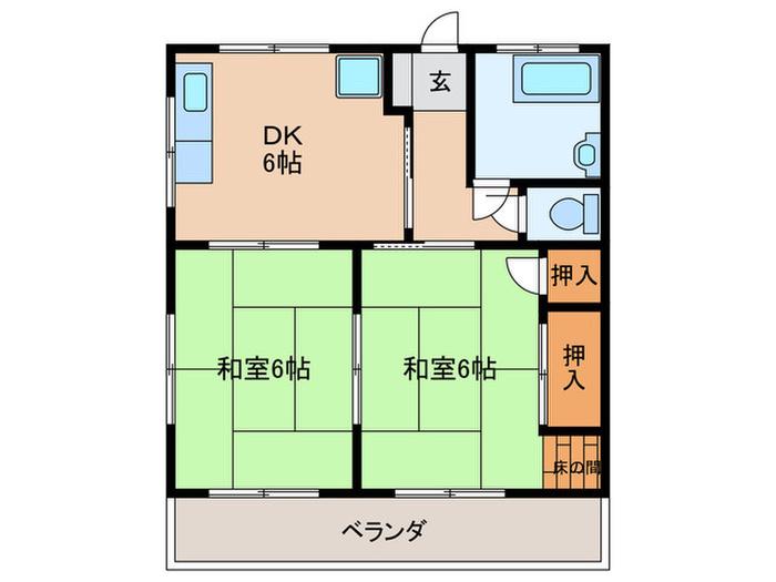 七福マンション(2DK/2階)の間取り写真
