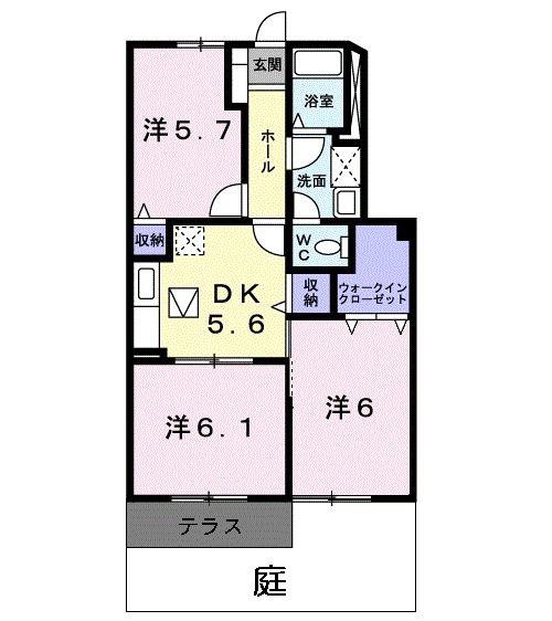 エクセランN(3DK/1階)の間取り写真