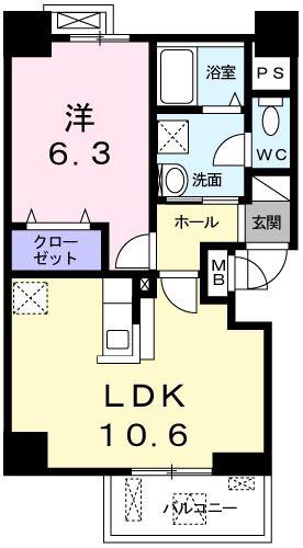 グランブルIII(1LDK/3階)の間取り写真