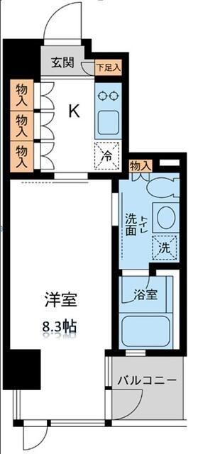 レジデンス白金パークフロント(1K/4階)の間取り写真