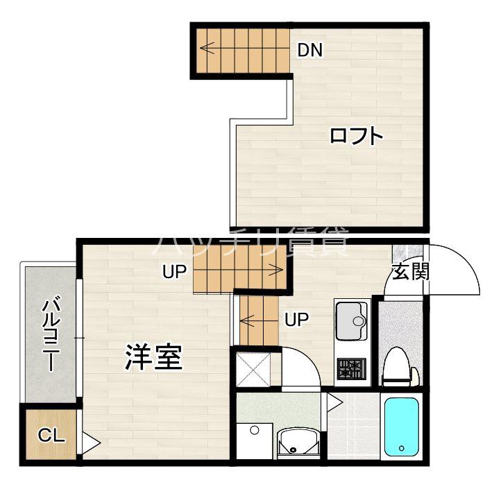 SKY HOUSE 次郎丸(1K/1階)の間取り写真