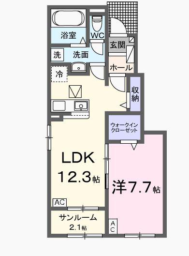 リアン・ノード(1LDK/1階)の間取り写真