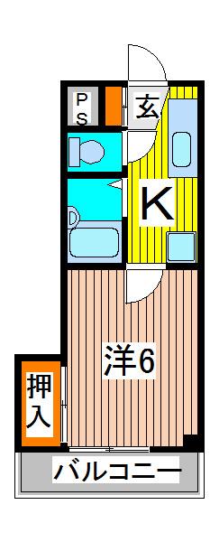 メゾンドールII(1K/2階)の間取り写真