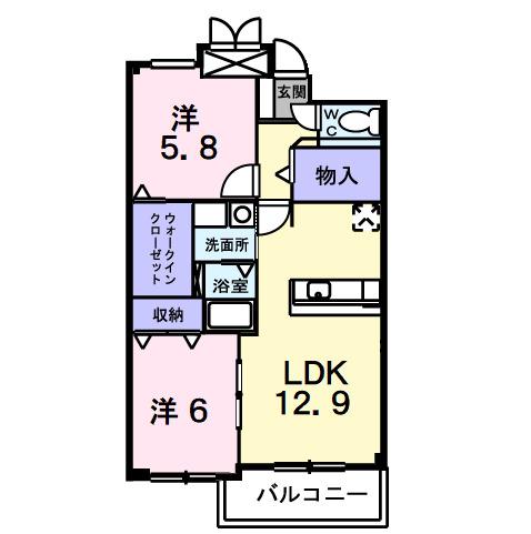 イーストガーデン(2LDK/1階)の間取り写真