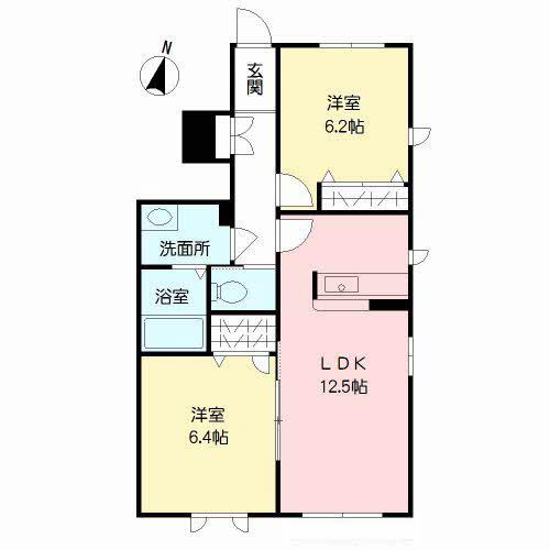 ピエソンプランⅡ(2LDK/1階)の間取り写真