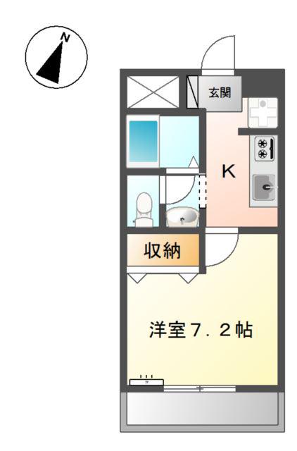 プラムV1(1K/1階)の間取り写真